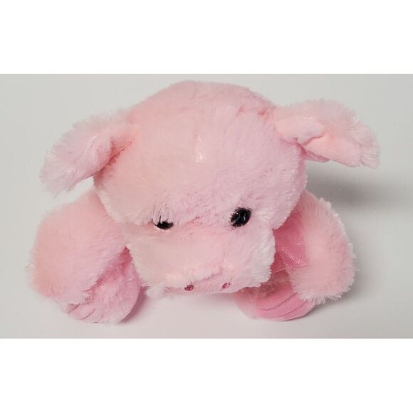 Dan Dee Pink Pig Stuffed w/Bow Plush Animal Pig Ribbed Curly Tail Super Soft Fur - Picture 8 of 14
